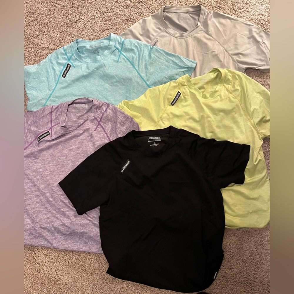 Legend’s Men's Short Sleeve T-Shirt - Black, Light Blue, Yellow, Purple, Gray